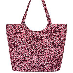 Leopard Pink, Black, & White / Animal Print  - XL Tote Bag - Overnight Bag - NWT